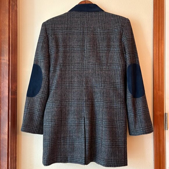 Maurices Jackets & Blazers - EUC VTG Maurices Plaid Blazer Wool Blazer Suede Elbow Patches Collar Size M Gray